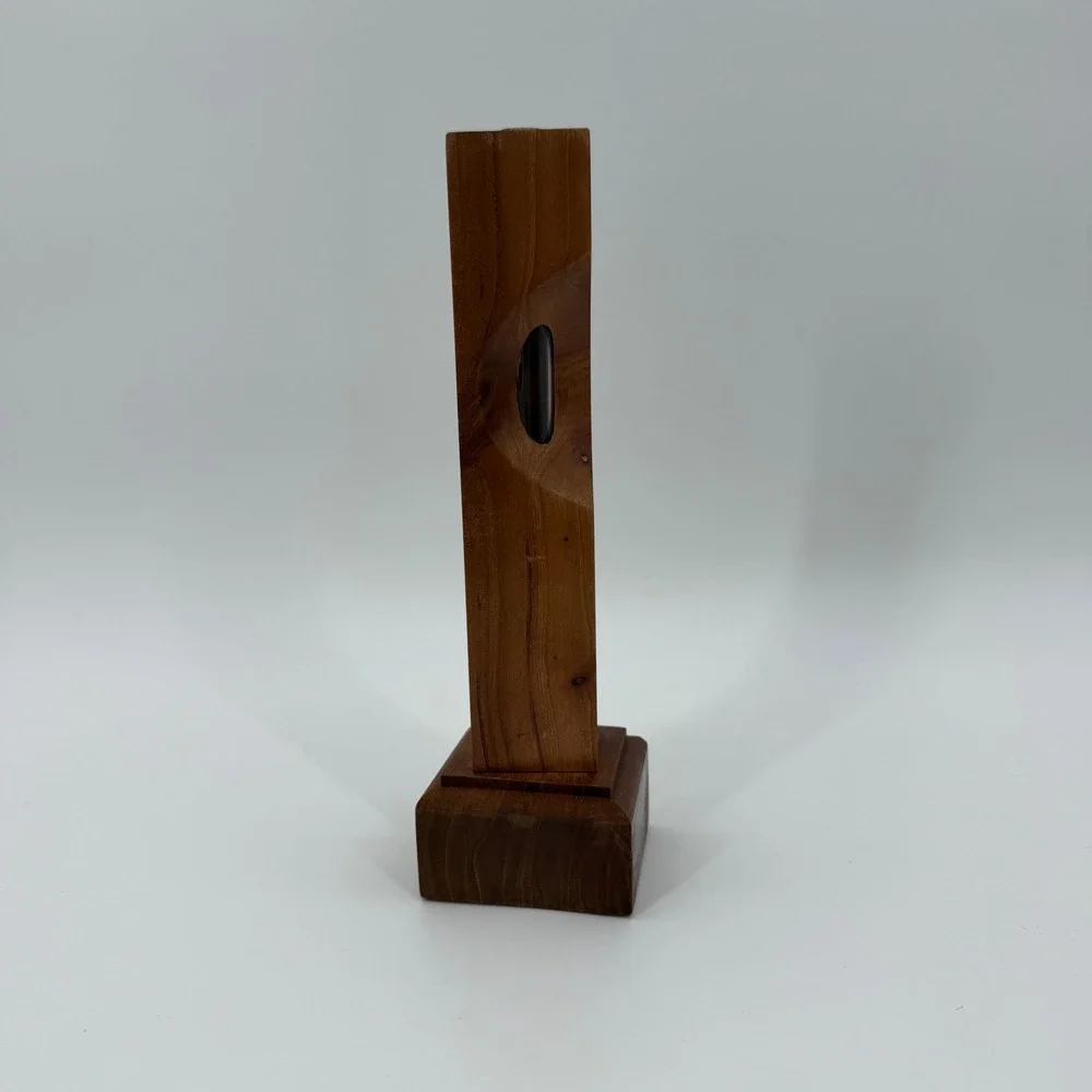 Handmade Wooden Bud Vase Live Edge Pillar with Pyrex Glass Insert Minimalist